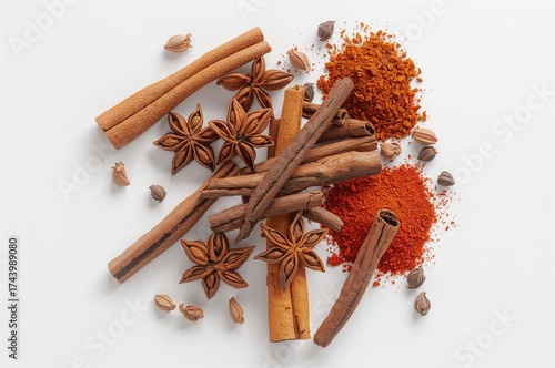 White background with anise...
