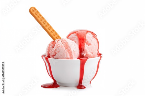 Bowl of Strawberry Ice Crea...