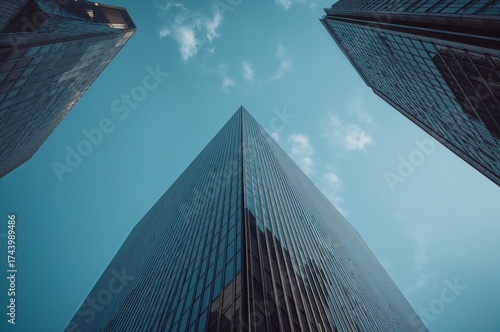 Looking up at modern glass ...