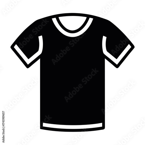Black TShirt with White Trim Illustration Simple Isolated Clothing Garment