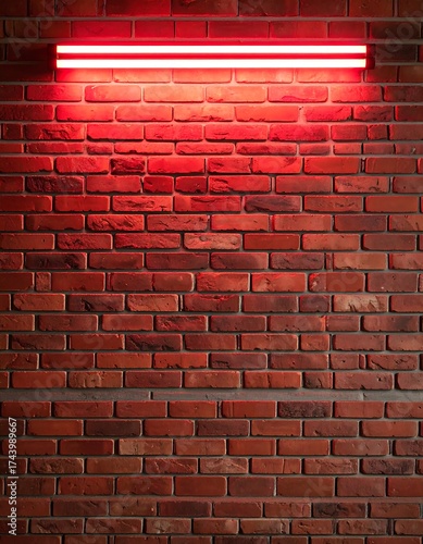 Red brick wall with neon light