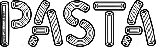 Pasta typography design food italian cuisine culinary illustration