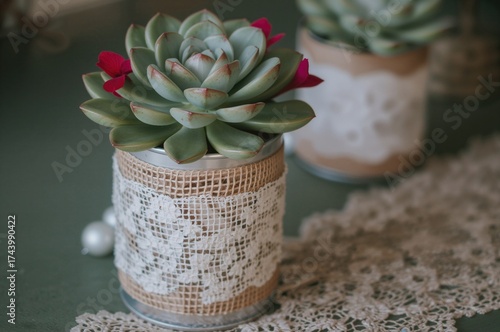 Silver tin can vase wrapped...