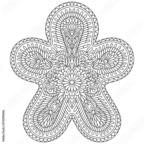 Intricate ornamental gingerbread man vector illustration scalable eps icon for decorative design elements silhouette vector illustration white background
