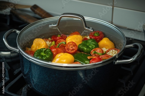 A glass-lidded pot simmerin...
