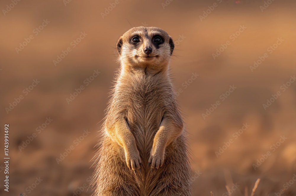 Fototapeta premium Single Suricata suricatta Mongoose Standing Upright