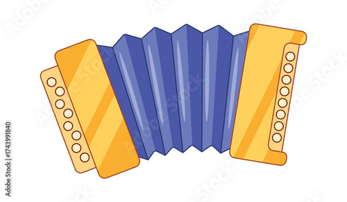 Button accordion cartoon music instrument