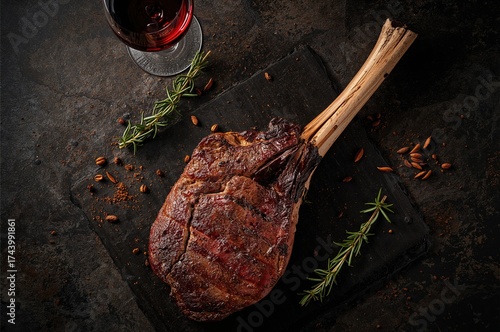 Grilled bone-in Tomahawk st...