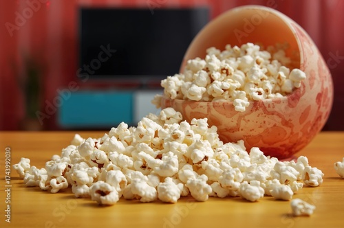 Delicious popcorn against a...