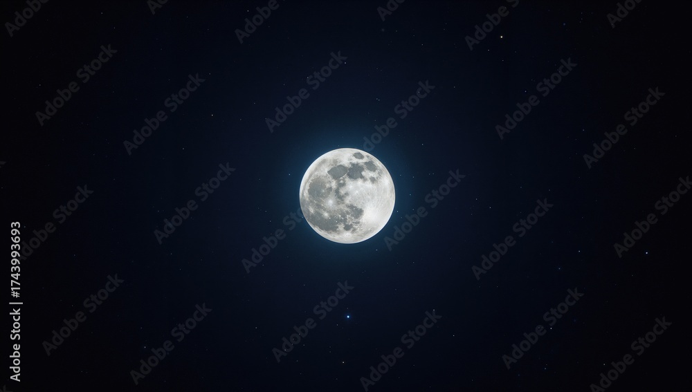 Naklejka premium Night sky featuring an enormous full moon