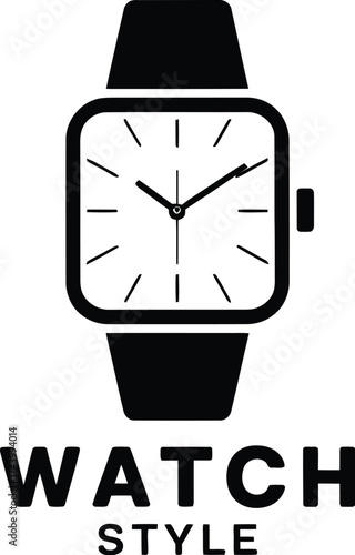 Minimalist square watch face on a black background