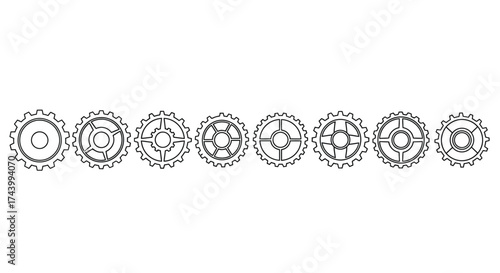 Collection of intricate circular mechanical gear designs for industrial technology and engineering concepts vector