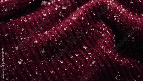 Burgundy knit fabric adorne...