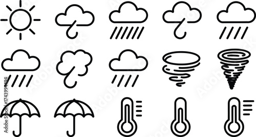 Weather forecast icons set for websites and applications design use