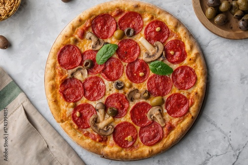 Delicious pizza topped with...