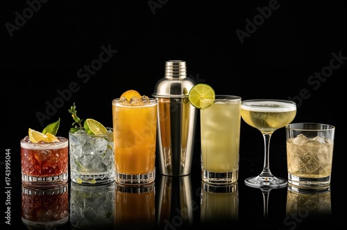 Assortment of mixed drinks ...