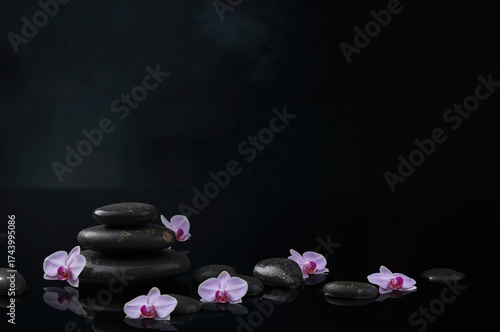 Orchid blooms and smooth sp...