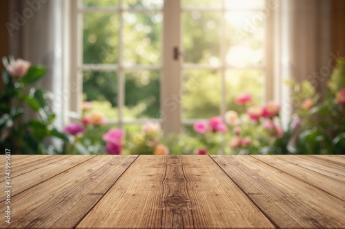 Close-up of wooden tabletop...