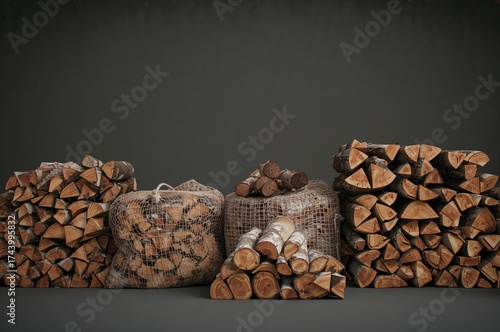 Bundles of chopped wood in ...