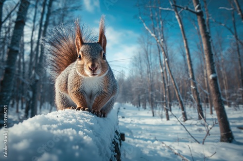Cute squirrel perched on a ...