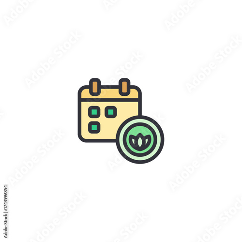 Calendar icon representing spa schedule, wellness appointment, and booking management system.