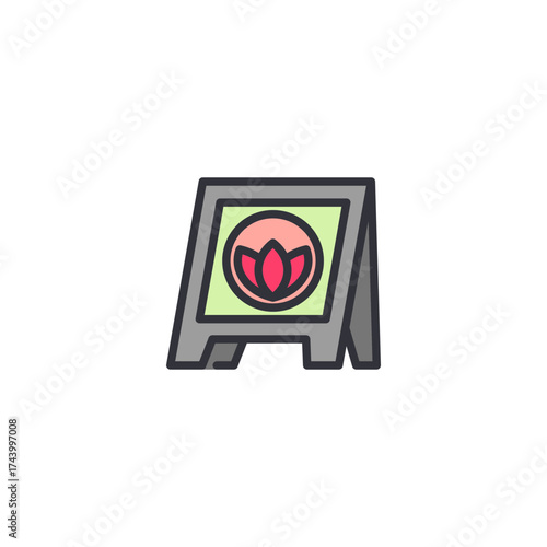 Painting board icon symbolizing creativity, art therapy, and mental relaxation programs.