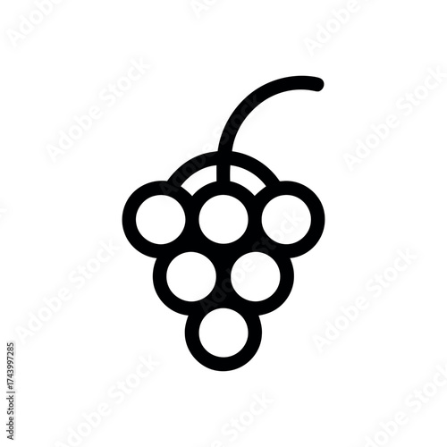 Simple icon of a bunch of grapes for food and drink designs vector