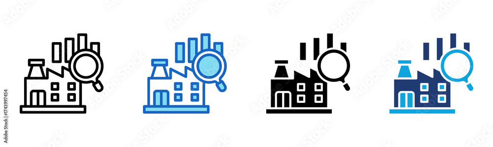 Obraz premium Industry Analysis icon Multi Style Vector Illustration