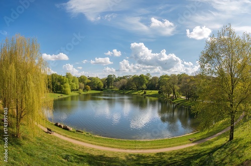 Bright wide-angle shot of a...