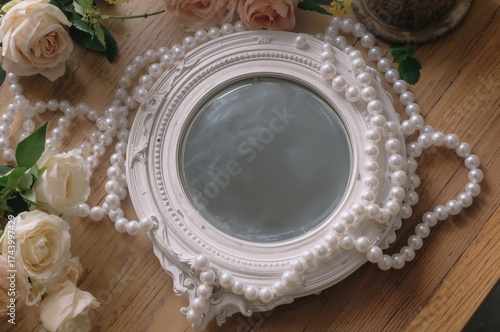 Retro white mirror and pear...