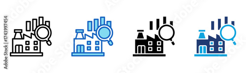 Industry Analysis icon Multi Style Vector Illustration
