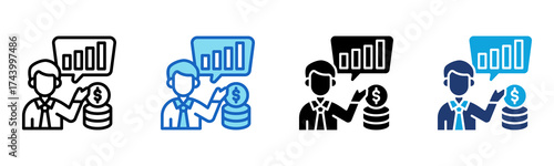 Financial Advisor icon Multi Style Vector Illustration