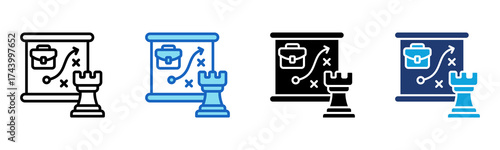 Business Strategy icon Multi Style Vector Illustration