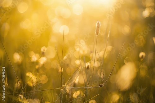 Glowing yellow-hued bokeh e...