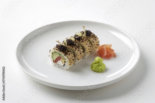 Roll of Sushi Featuring Cav...