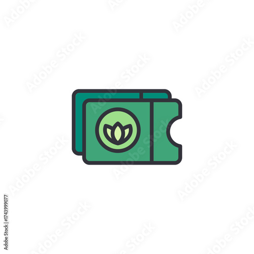 Spa ticket or coupon icon representing beauty service offers, gift cards, and promotional spa treatments.