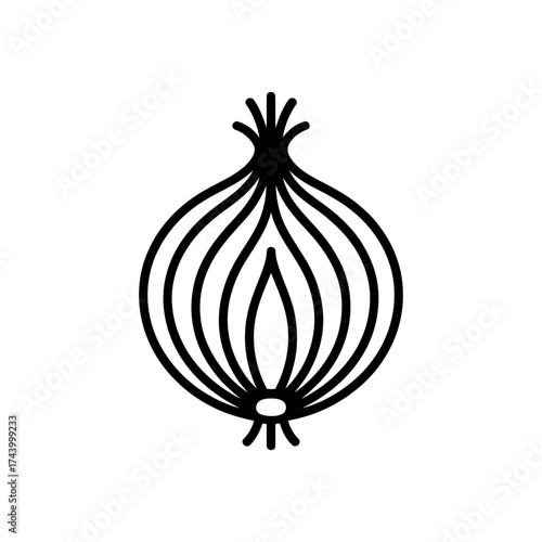 Wallpaper Mural Stylized black and white line art onion icon symbol culinary ingredient graphic vector Torontodigital.ca