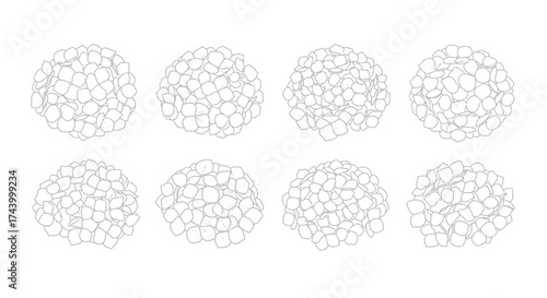 Abstract textured circles composed of numerous small geometric shapes vector