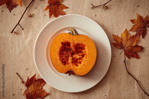 Pumpkin wedges arranged on ...