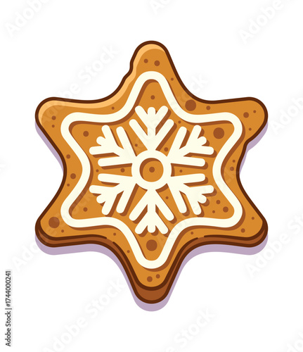 Snowflake shape decorated gingerbread cookies