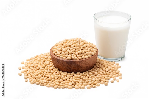 Wooden bowl filled with soy...