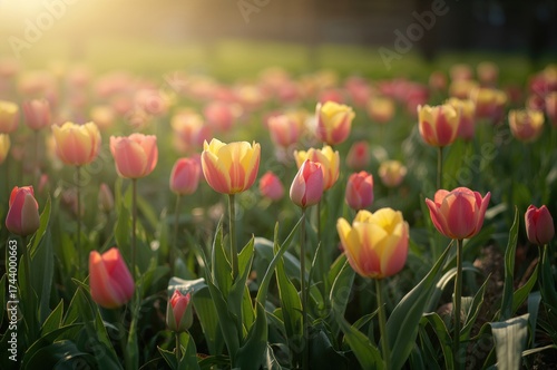 Sunlit meadow adorned with ...