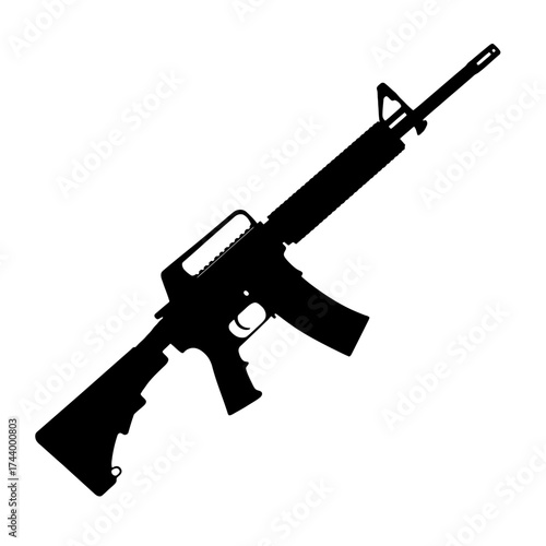 Silhouette of an AR-15 style rifle on a white background.