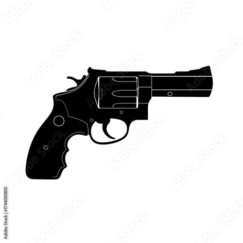 Wallpaper Mural Black silhouette of a revolver handgun on white background. Torontodigital.ca