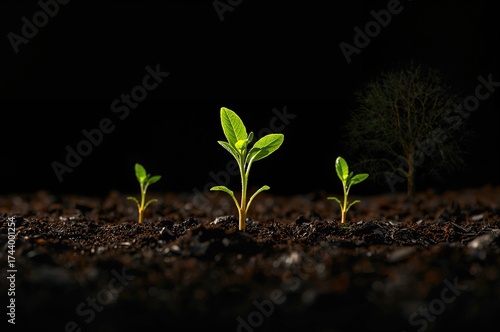 Young plants emerging from ...