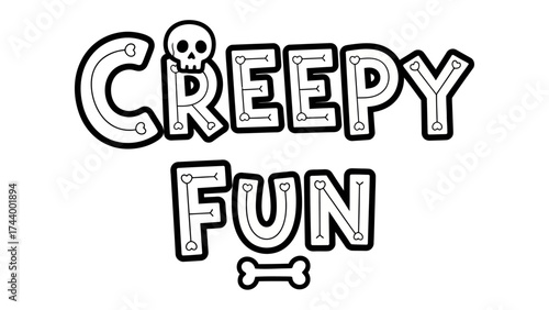 Spooky Fun: A fun and creepy illustration features a playful skull and bone, setting the stage for a hauntingly good time.