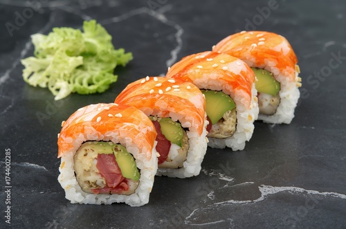 Delicious prawn sushi roll ...