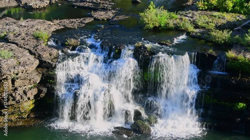 A beautiful cascading waterfall at Rock Island State Park in Tennessee shows how nature forms its own style and surreal landscape.