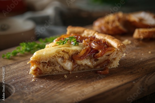 Cheesy onion tart slice on ...