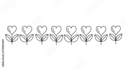 Charming hand drawn heart shaped flowers border design delightful botanical element vector